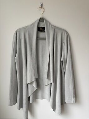 Vecceli Italy Light Gray Draped Open Front Cardigan
